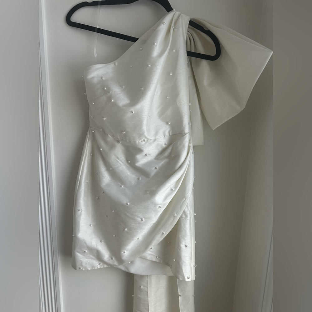 Sachin & Babi Pippa One-Shoulder Pearl-Embellished Mini Dress - Picture 8 of 14